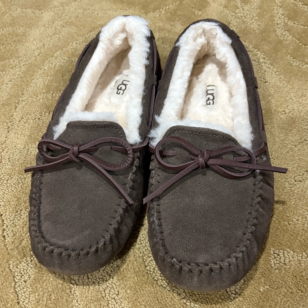 UGG Chocolate Suede Moccasin Slippers